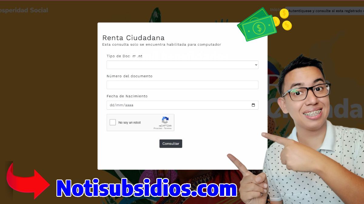 Fondo consulta sitio web Renta Ciudadana foto wintor abc en palabras notisubsidio.com