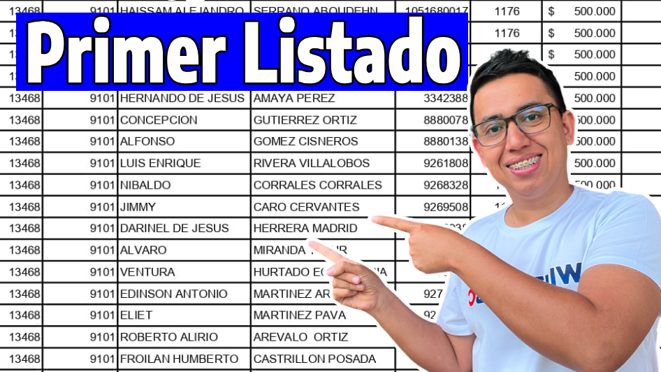 primer listado de Colombia sin hambre en Notisubsidios