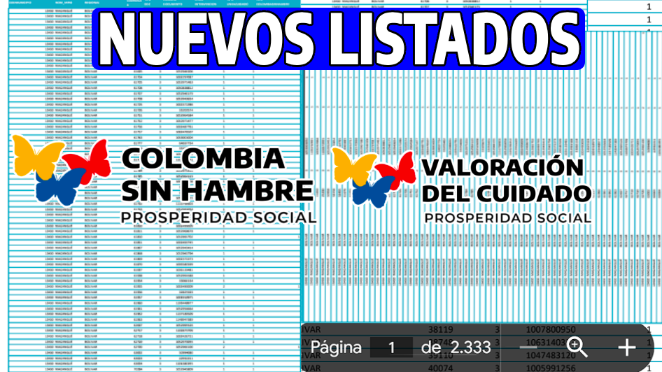 primer listado de Colombia sin hambre en Notisubsidios